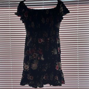 Black off the shoulder floral sundress
